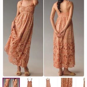 Anthropologie Orange Floral Dress
